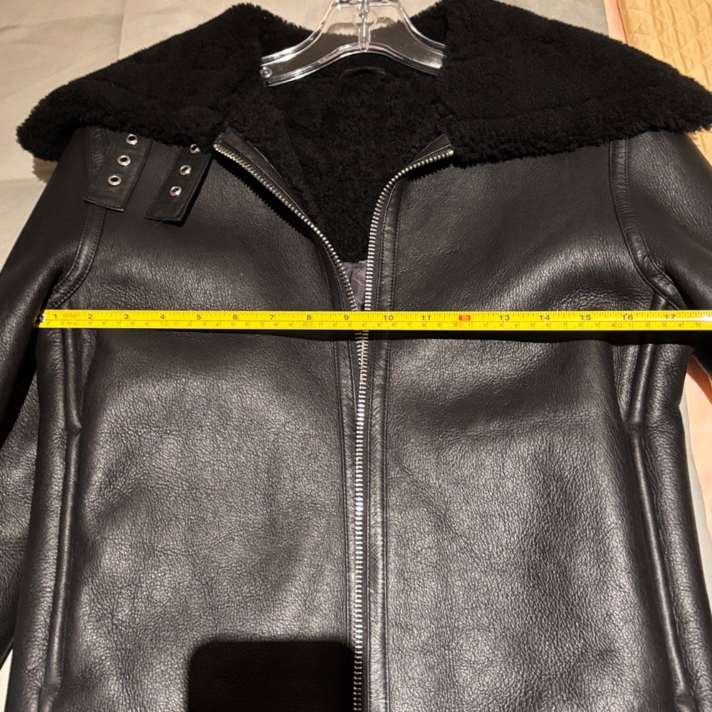 Theory lamb leather real shearling jacket black P - Picture 8 of 8